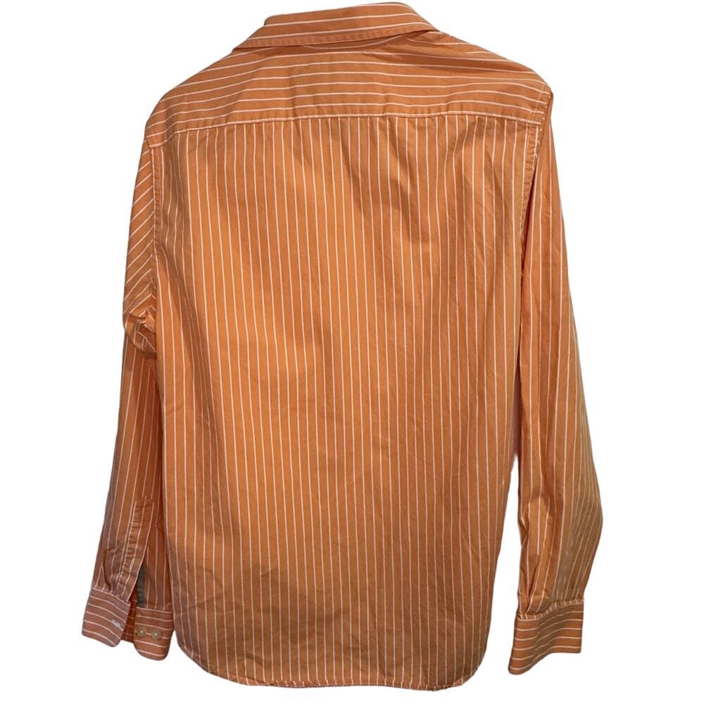 American Eagle Orange and White Men's Striped Button Down Size M - Picture 7 of 7